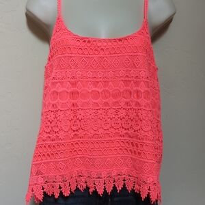 Divided HM  Lace Lined Feminine Tank Top Spaghetti Straps Sz M Orange